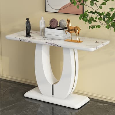 Modern Simple Glossy White Rectangular Counter Bar Table