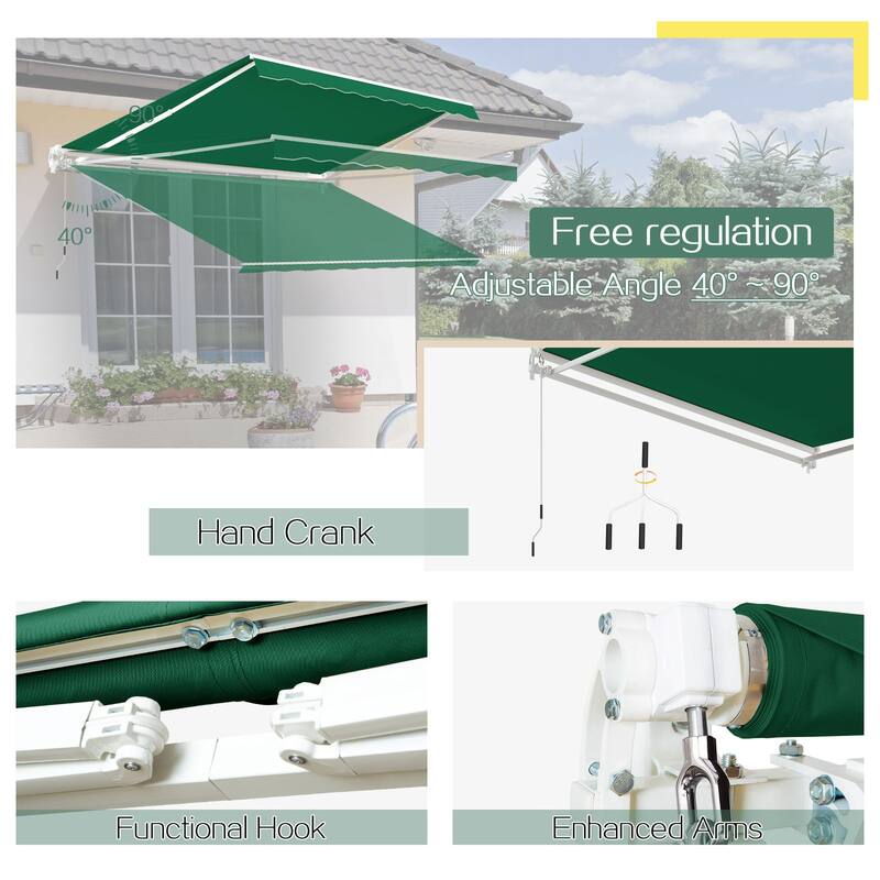 AECOJOY Manual Retractable Patio Awning Outdoor Sunshade Shelter (Cover Only)