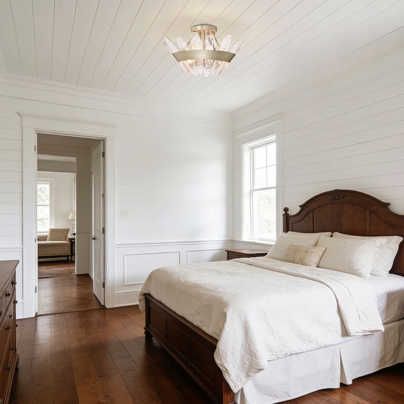 Daisy 3-Light 19.1" Modern Seeded Glass Panel Flush Mount Flush Mount