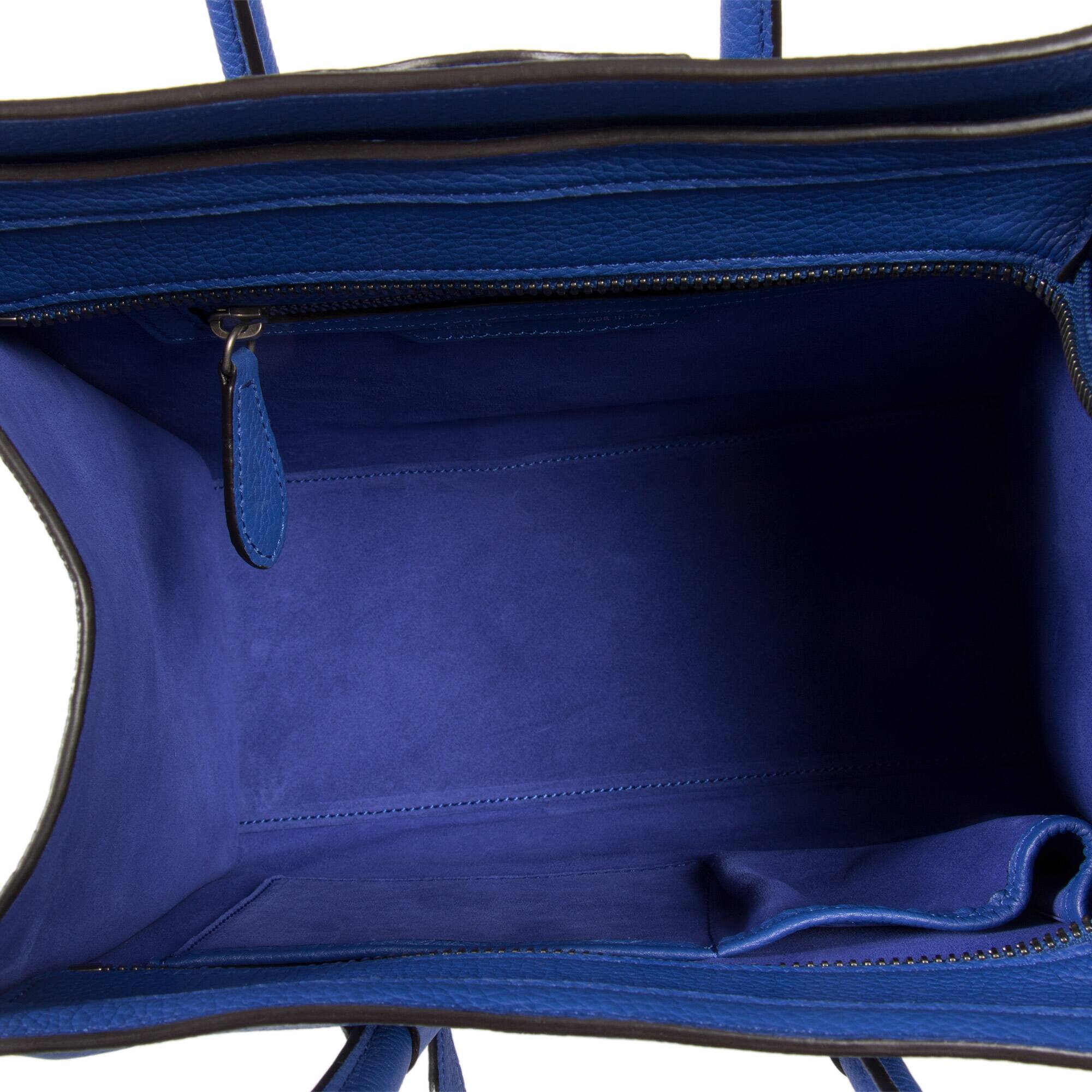 micro luggage handbag in baby drummed calfskin