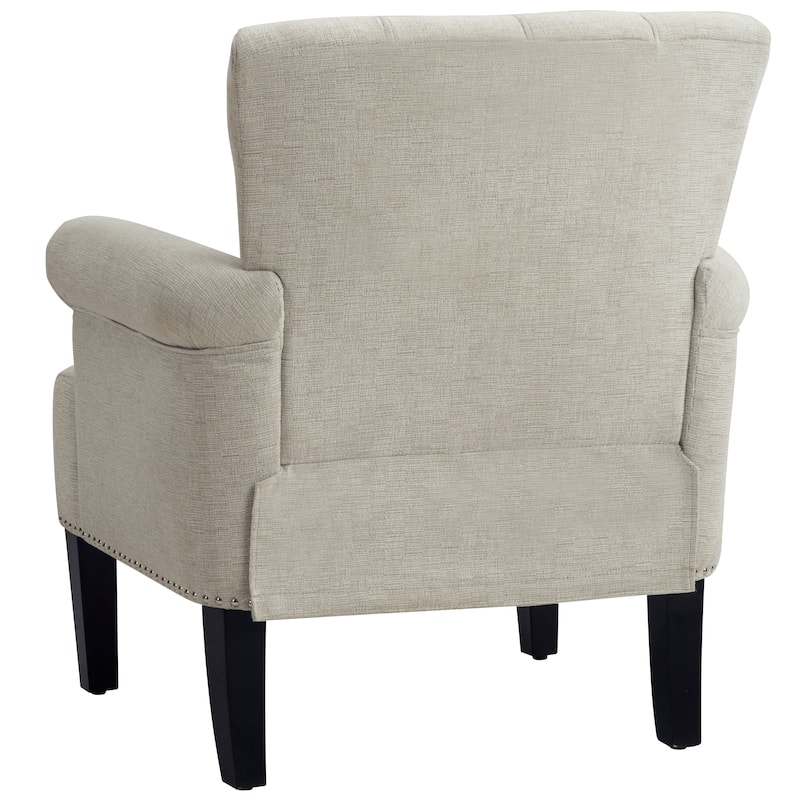 Accent Rivet Tufted Polyester Armchair - Cream