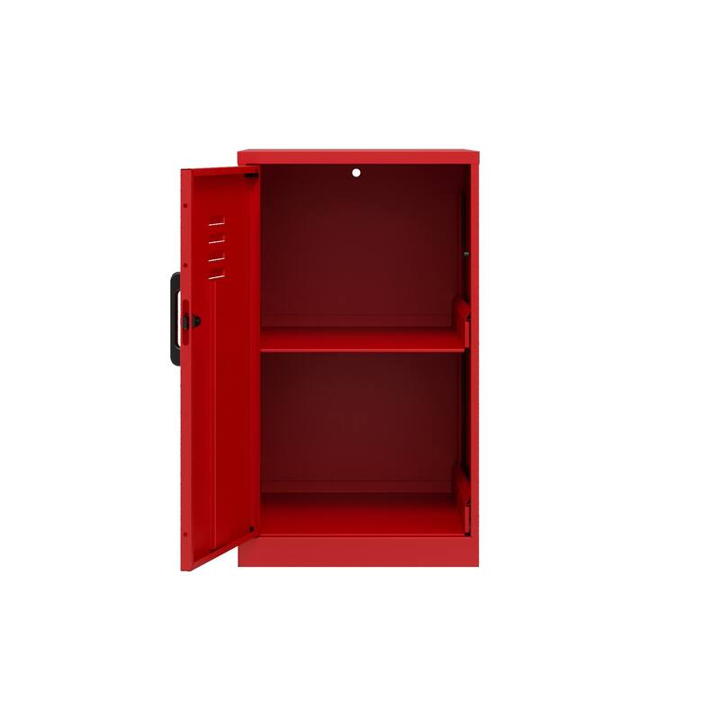 Space Solutions 24.5 inch High 2 Shelf Mini Storage Locker Cabinet, Welded Metal, Fully Assembled, Vented Door, Lava Red