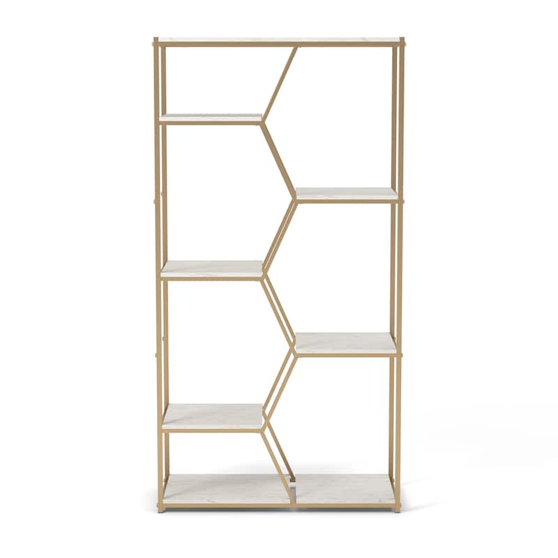 Marion Glam Gold-Tone 72-inch Metal Bookcase by Furniture of America