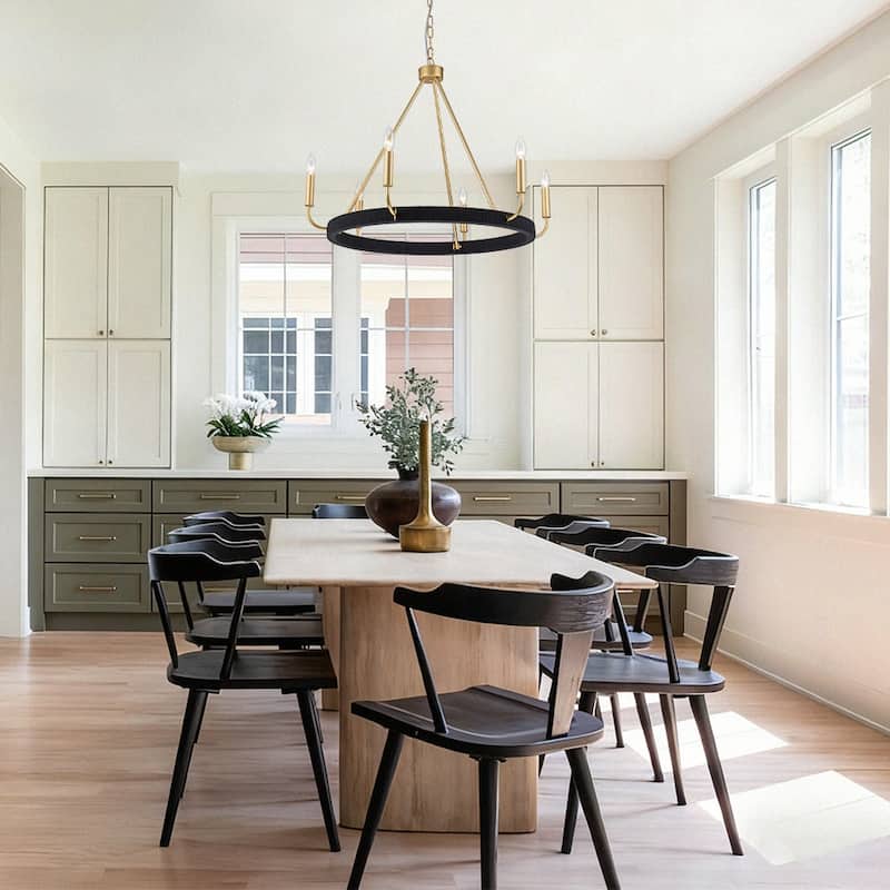 Modern Lodge 6-Light Candle-style Circular Chandelier - 30.1 in