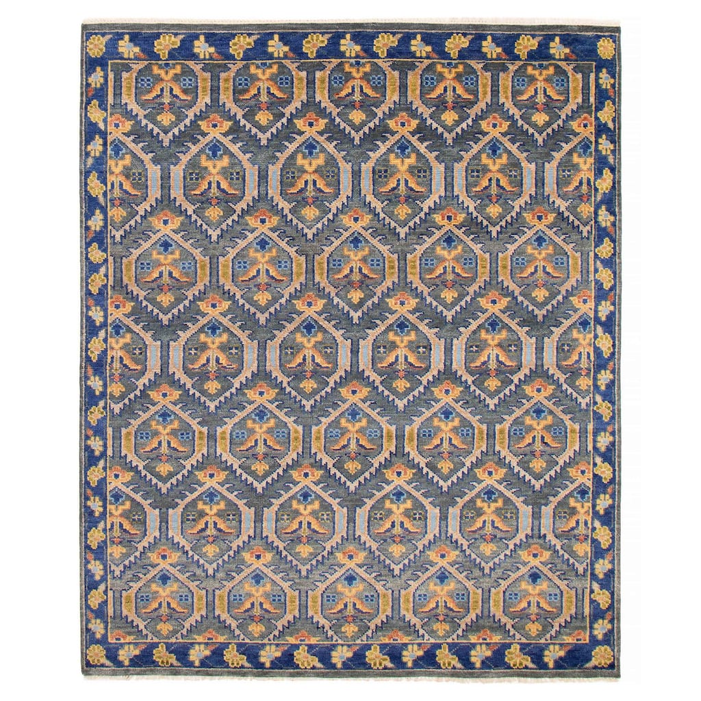 ECARPETGALLERY Hand-knotted Jules Serapi Dark Grey Wool Rug - 7'11 x 9'10