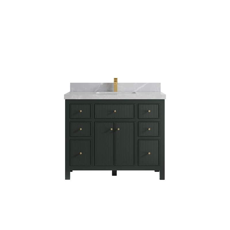 Willow Collections 42 in W x 22 in D Sonoma Free Standing Reeded Single Sink Bathroom Vanity with Countertop