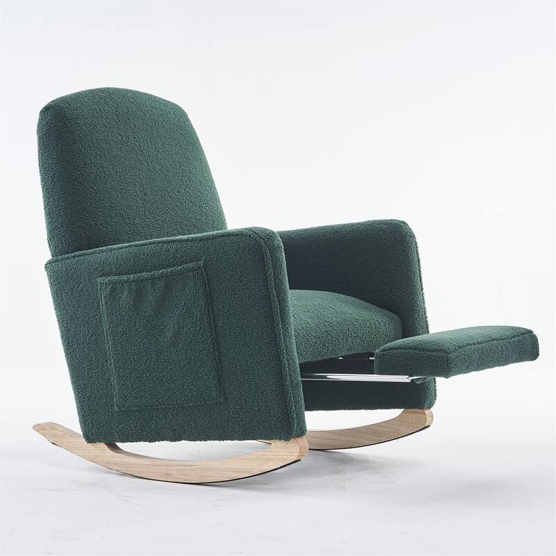 Teddy Fabric Rocking Chair With Adjustable Footrest