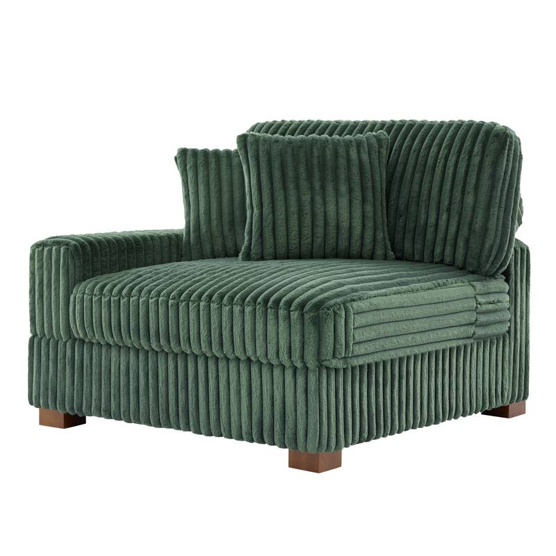 Plush Corduroy Chaise Armchair Modular Lounge Sectional Corner Sofa
