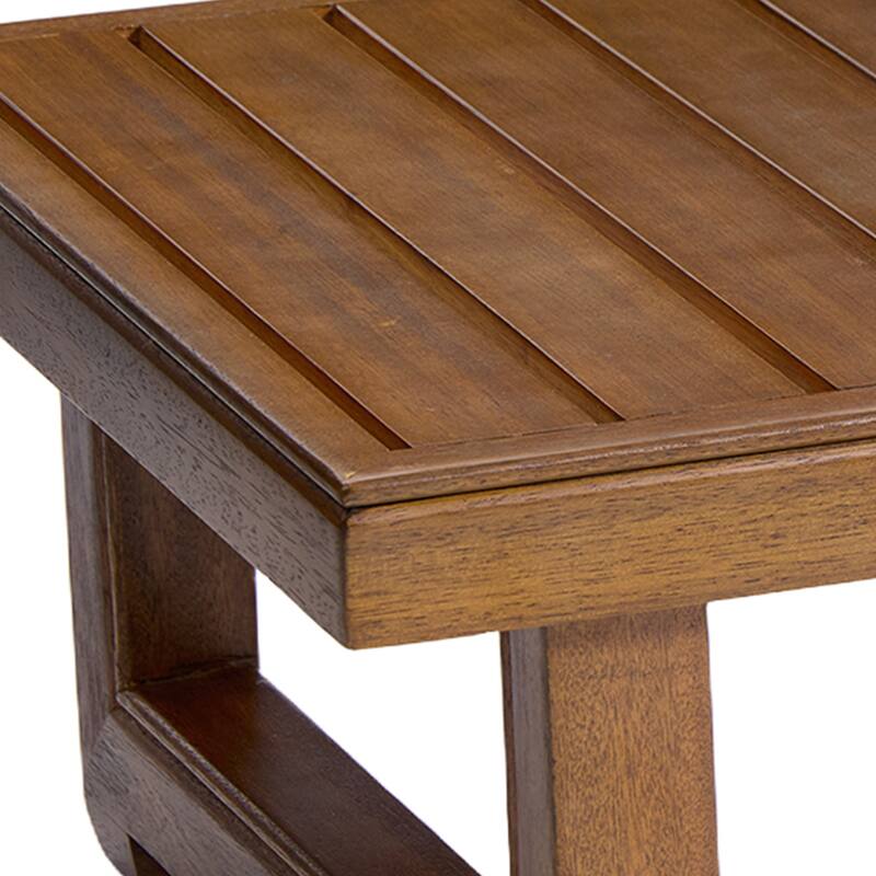 Teak Wood Cushioned Outdoor Patio Loveseat Set with Side Table