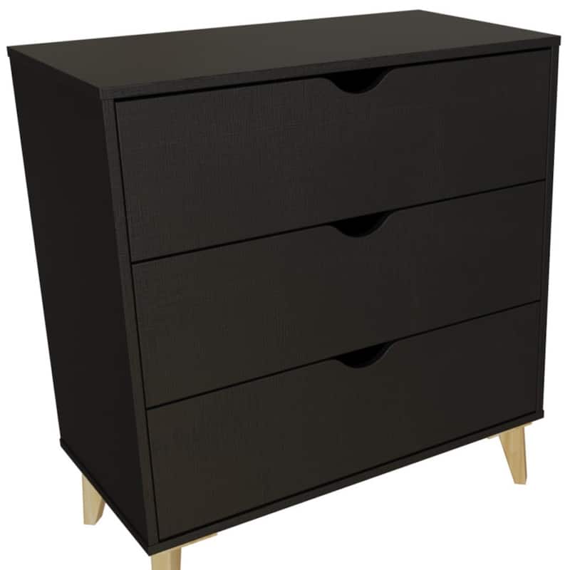 HomeRoots 30" Black Three Drawer Dresser