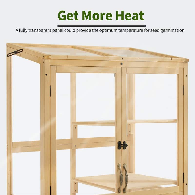 MCombo Cold Frame Greenhouse with Drawer and Shelves, Wood 0864