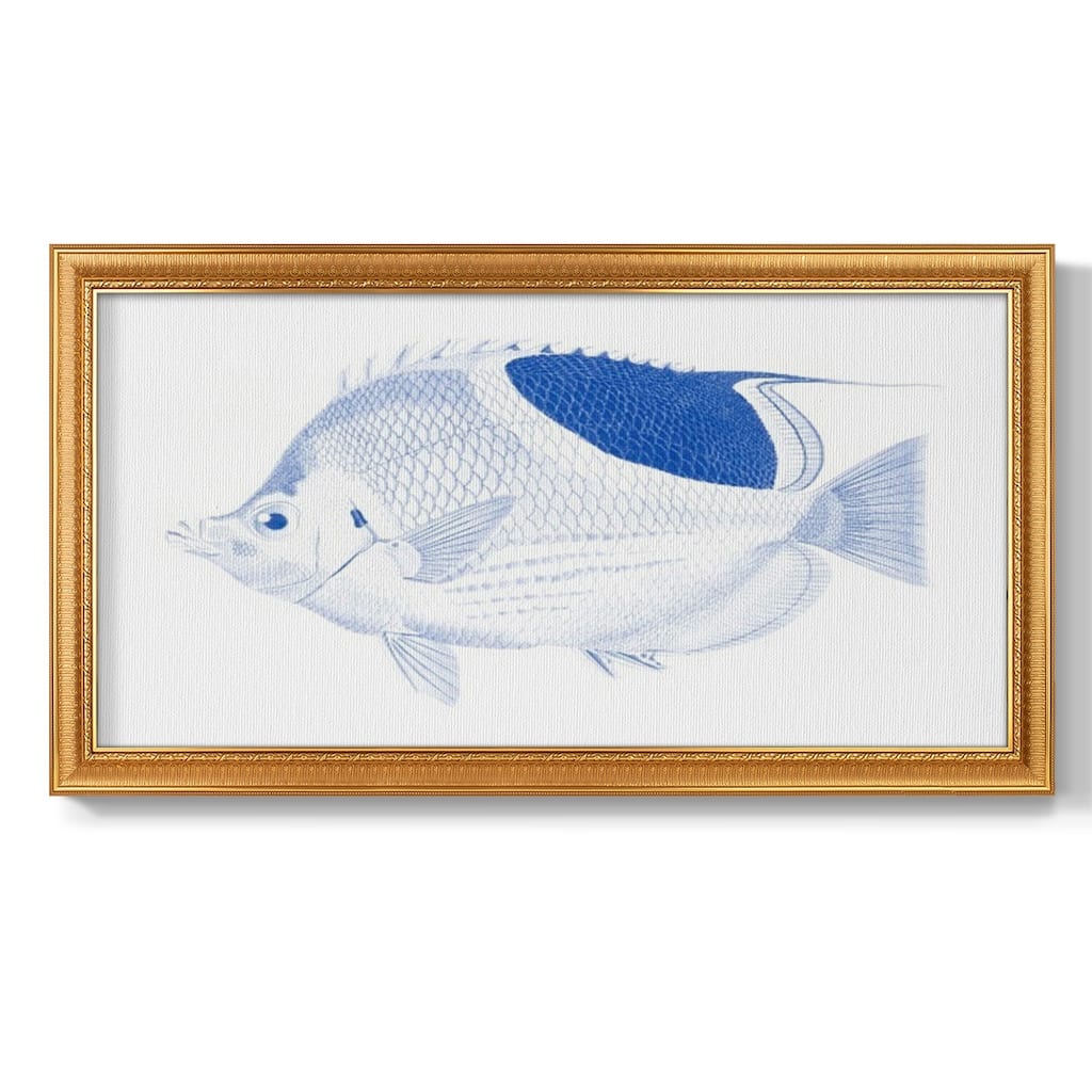 Blue & White Tropical Fish I Premium Framed Canvas- Ready to Hang