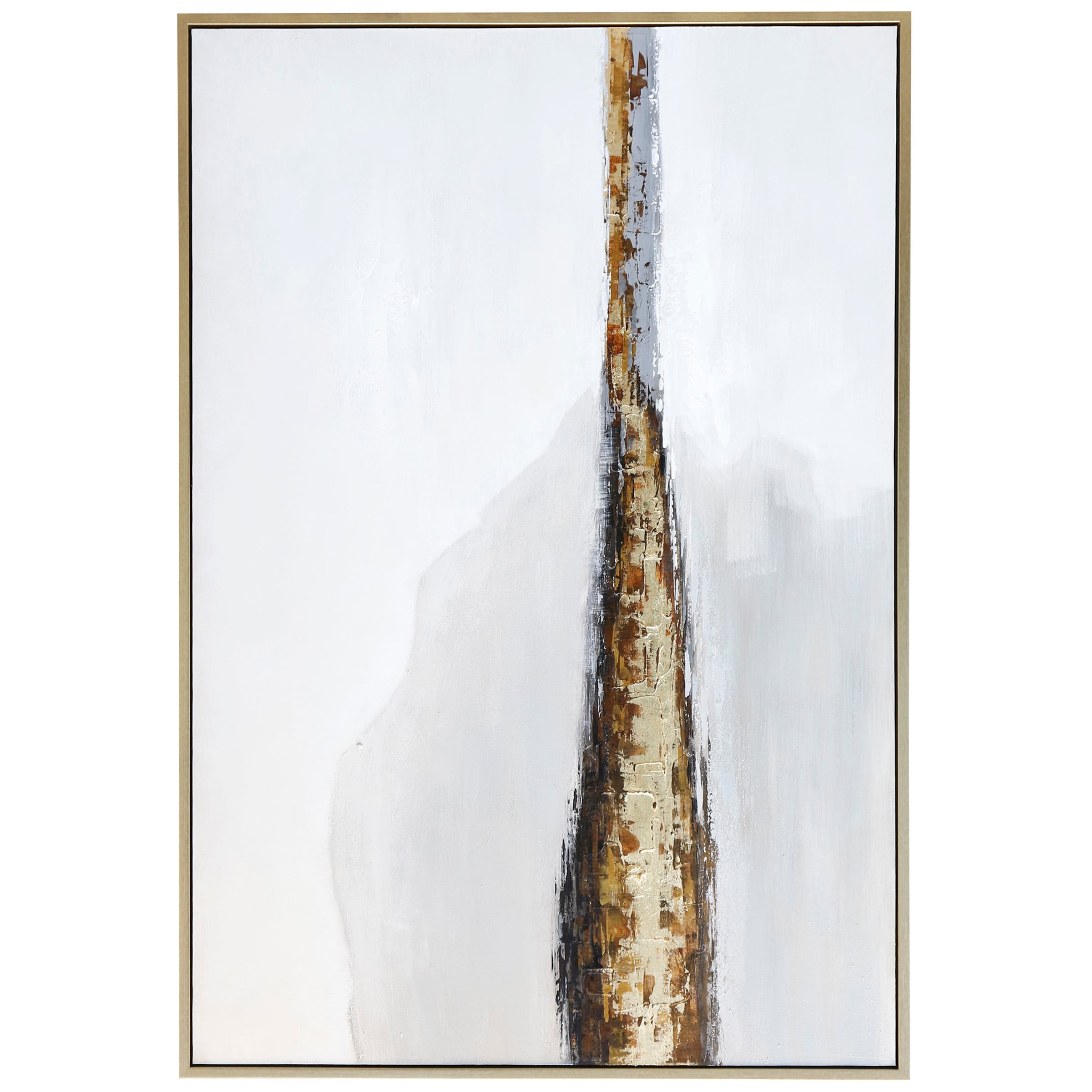 Harp & Finial Lineation Framed Canvas Art - Hand Painted Abstract - 1.5 Inch Frame