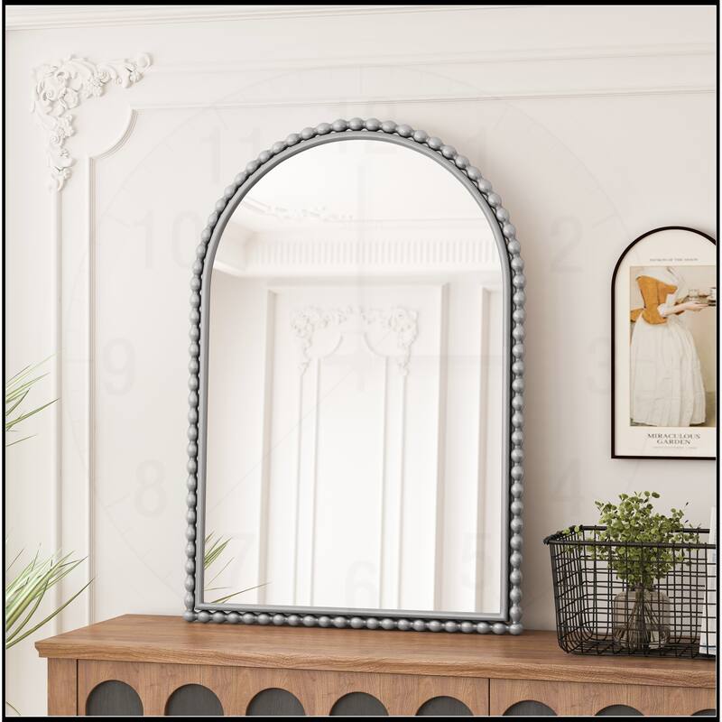 Iron Art Arch Vintage Vanity Mirror, Wall Hanging - Silver - Arch