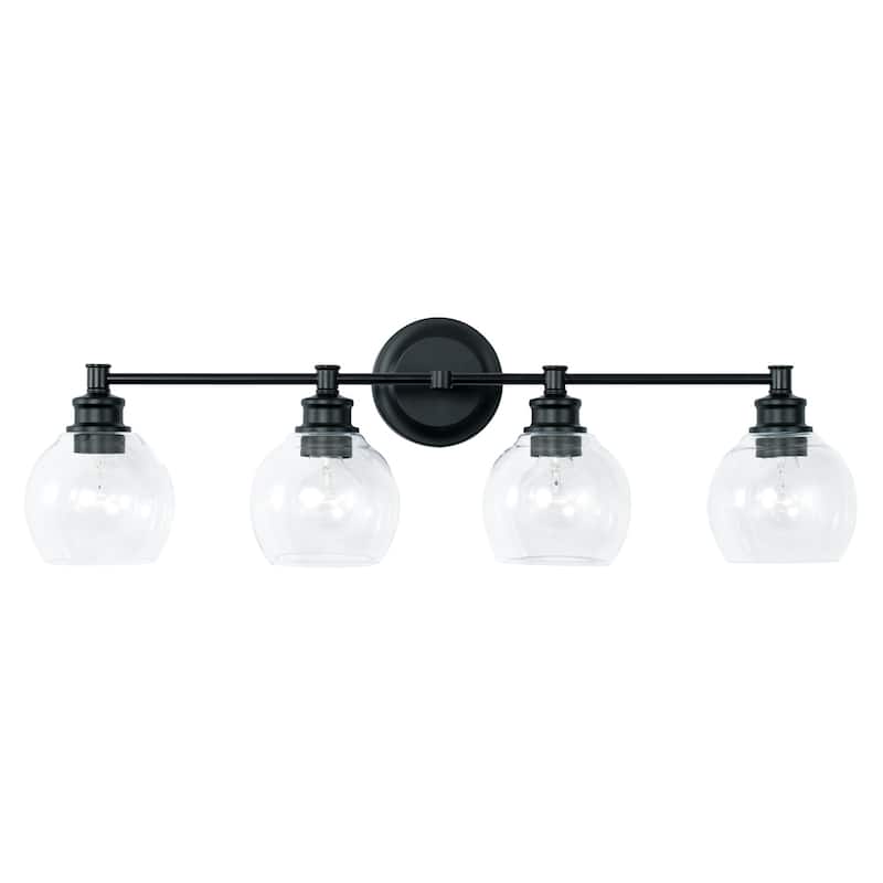 Mid-Century 32-inch 4-light Bath/ Vanity Fixture w/ Clear Glass