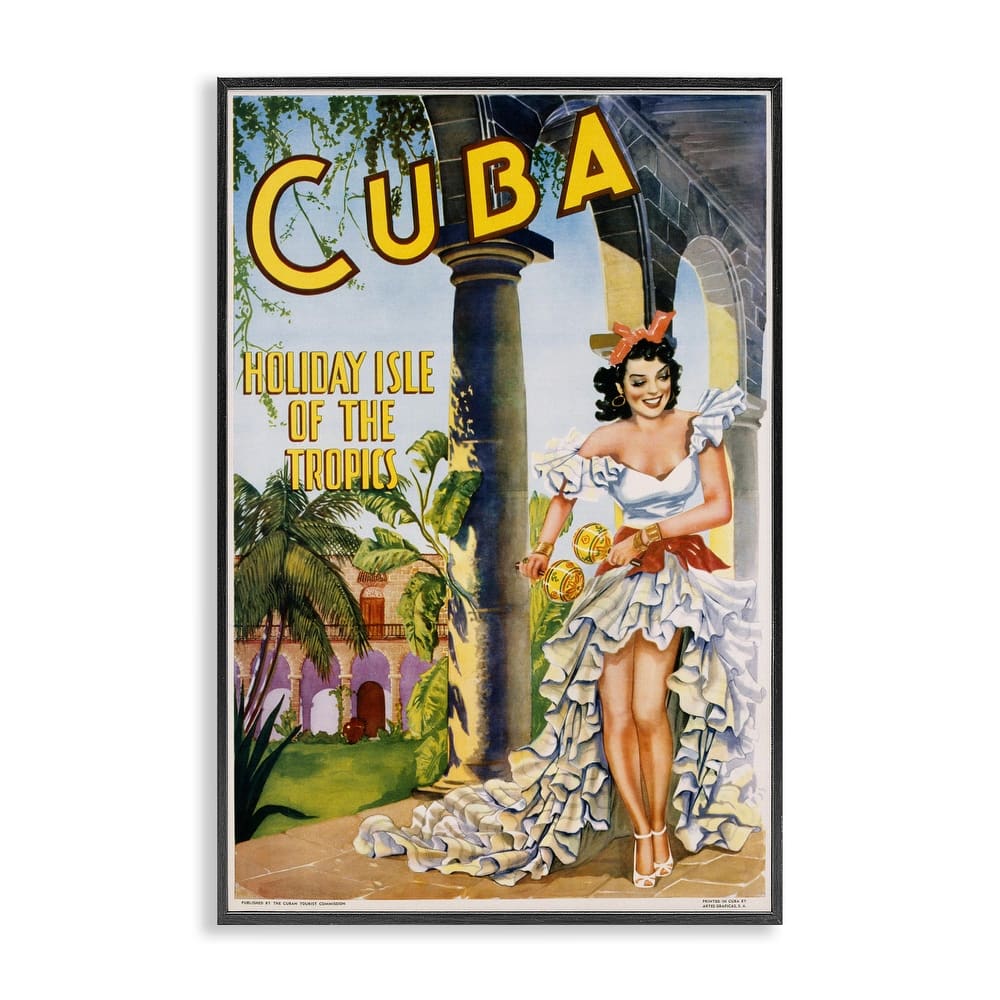 Stupell Cuba Travel Advertisement Framed Giclee Art Design By Marcus Jules