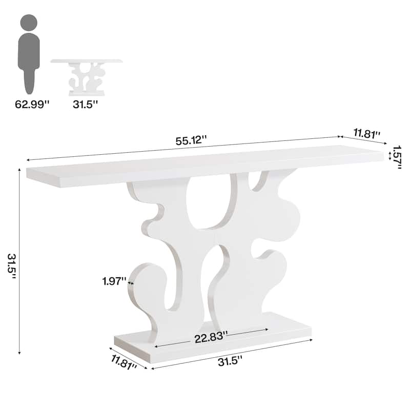 55-Inch Long Modern White Console Table for Entryway