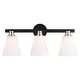 preview thumbnail 10 of 13, Vermont Matte Black and Satin Nickel Bathroom Vanity Lighting Fixture, Etched White Glass Shade, Dimmable, LED Compatible Wall