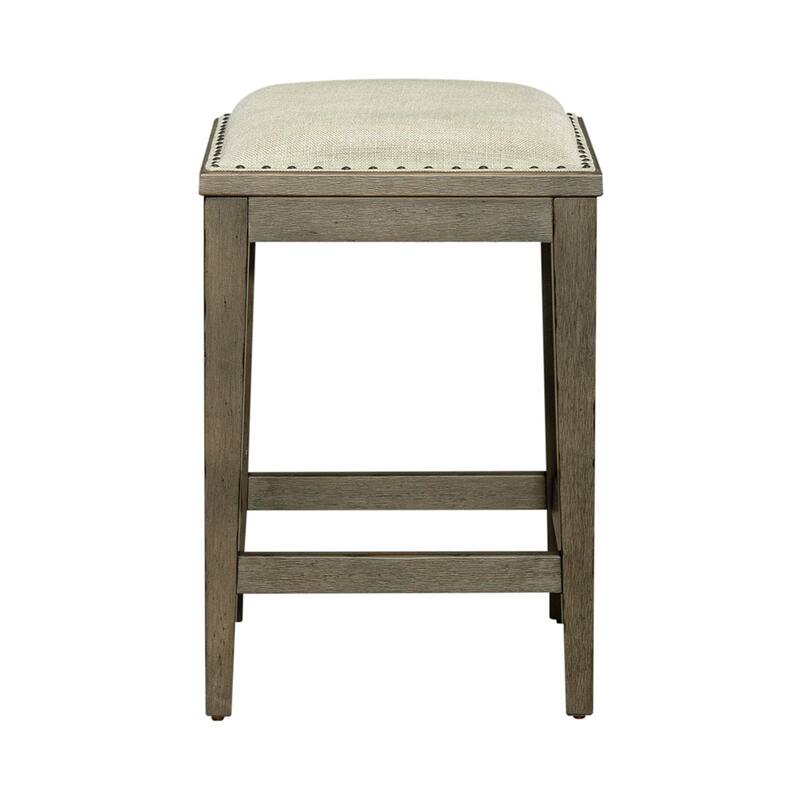 Americana Farmhouse Dusty Taupe Upholstered Console Stool