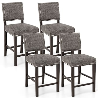 Gymax 4PCS Upholstered Bar Stools 26 Inch Counter Height Chairs w/