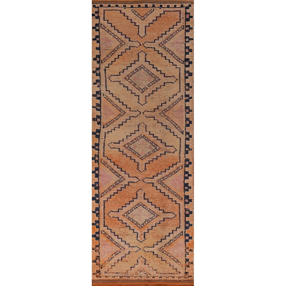 Transitional Oushak Vintage Runner Rug Handmade Foyer Wool Carpet - 3'2"x 10'9"