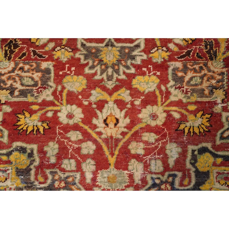 Hand Knotted Oriental 100% Wool Carpet Transitional Floral Oranges & Rust Oushak Area Rug - 9' 0'' X 6' 9''