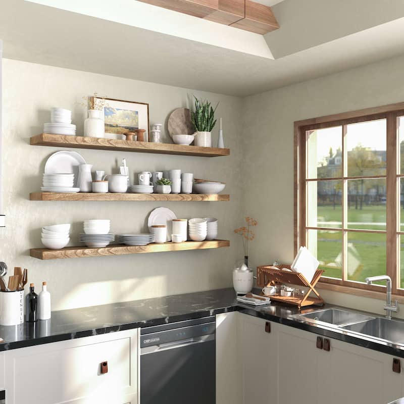 Wallniture Bois Wood Board 60" Long, 10'' Deep, 2" Thick, Hidden Bracket Shelf for Wall, Floating Bookshelf, Special Walnut, 1Pc