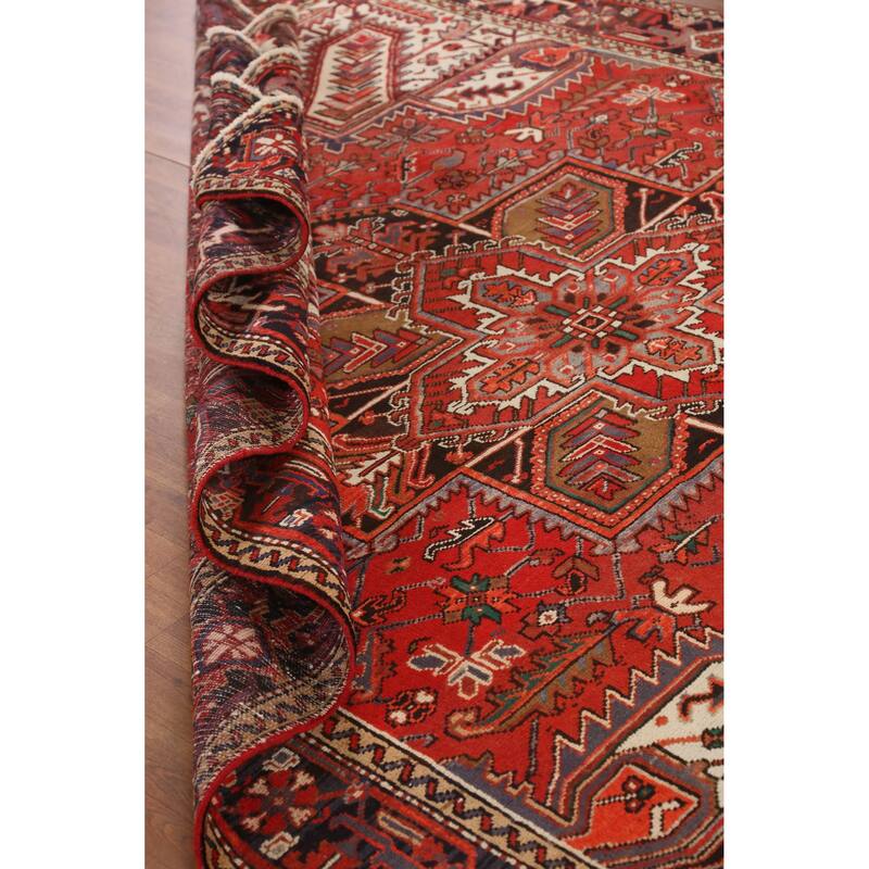 Hand Knotted Oriental 100% Wool Carpet Traditional Medallion Red Heriz Area Rug - 10' 3'' X 7' 9''