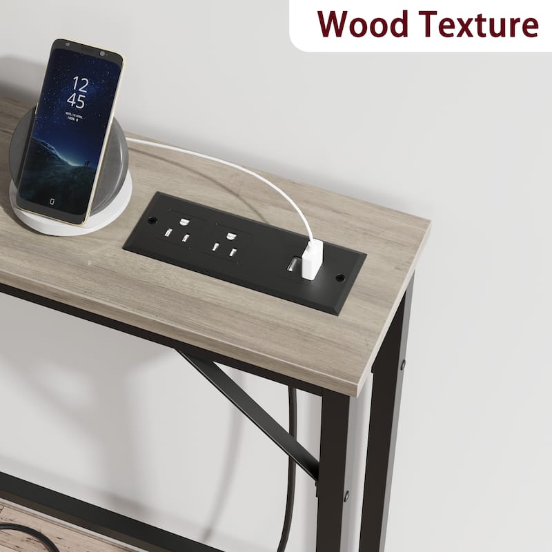 5.9" Narrow Sofa Table, Skinny Console Table with Storage
