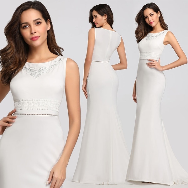 Ever-Pretty Womens Embroidery Lace White Party Wedding Dress Bridal Gown 07804