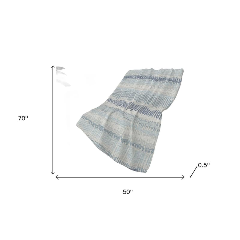 HomeRoots 50" X 70" Blue And Beige Abstract Polyester Woven Plush Throw Blanket