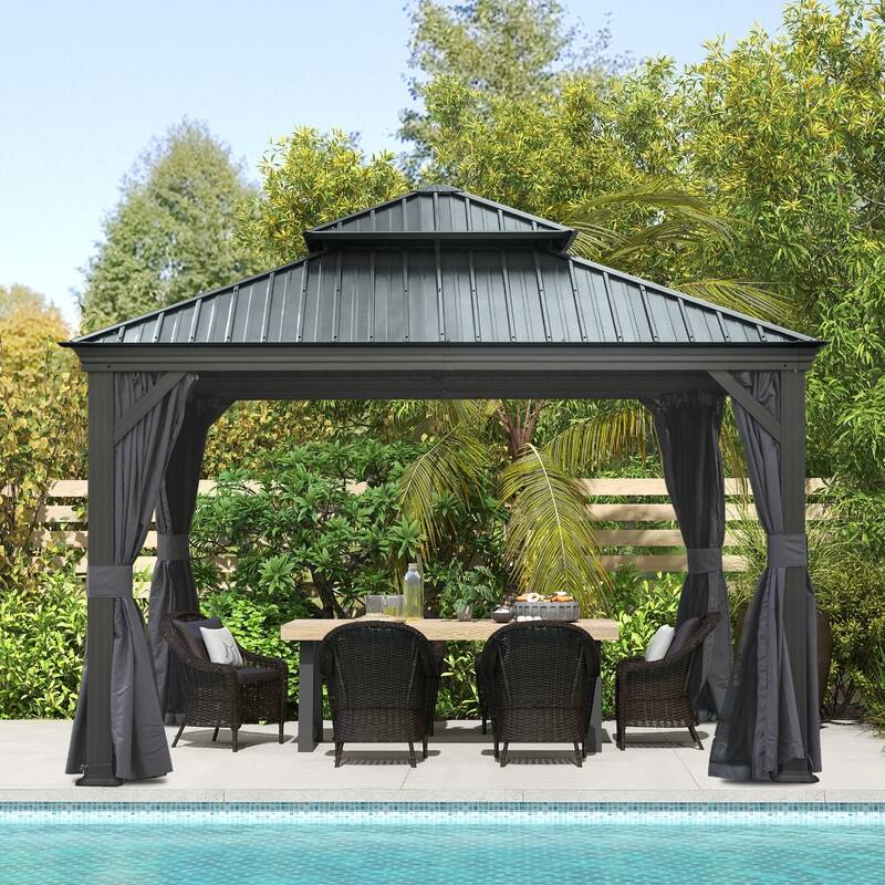 Domi Hardtop Gazebo with Galvanized Steel Double Roof and Aluminum Frame