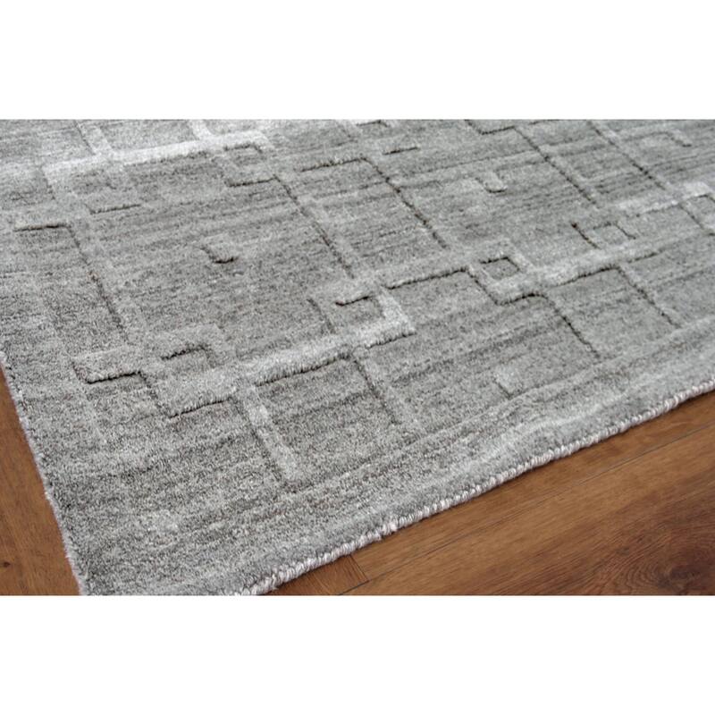 EXQUISITE RUGS Castelli Hand-loomed Bamboo Silk/Wool Grey Area Rug.