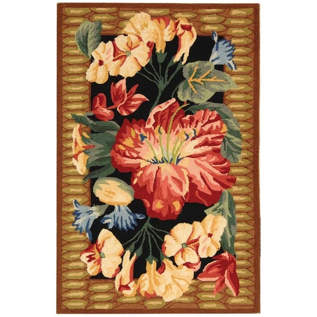 SAFAVIEH Handmade Chelsea Gottliebe French Country Wool Rug - 2'6" x 4' - Black/Brown