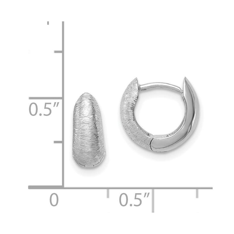 Curata 14k White Gold Textured Hoop Earrings - 10.8x11.2mm