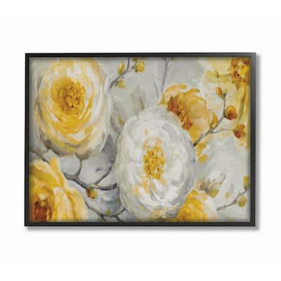 Stupell Abstract Flower Blossoms Tree Yellow White Painting Framed Wall Art