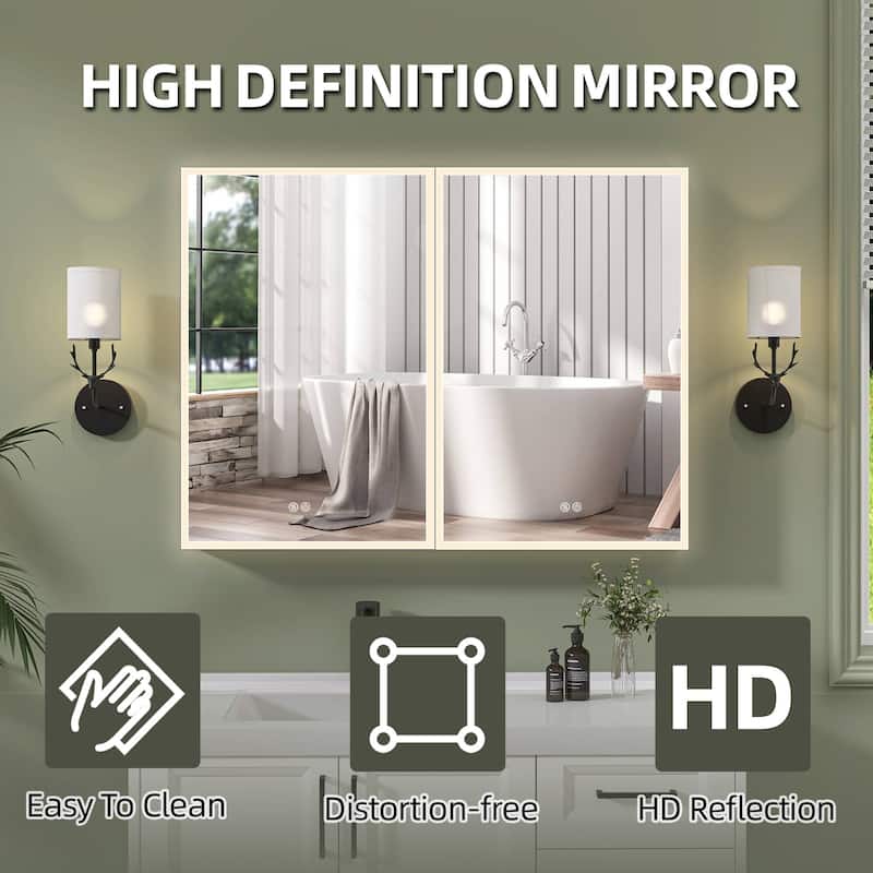 40'' W 30'' H Recessed Frameless Medicine Cabinet Mirror 6 Adjustable