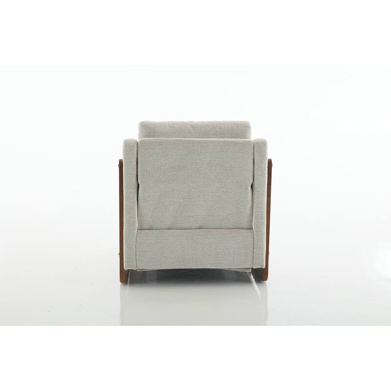 Chenille Fabric Modern Armchair with Wooden Side Frame, Cushioned Seat and Backrest, and Golden Nailhead Trim