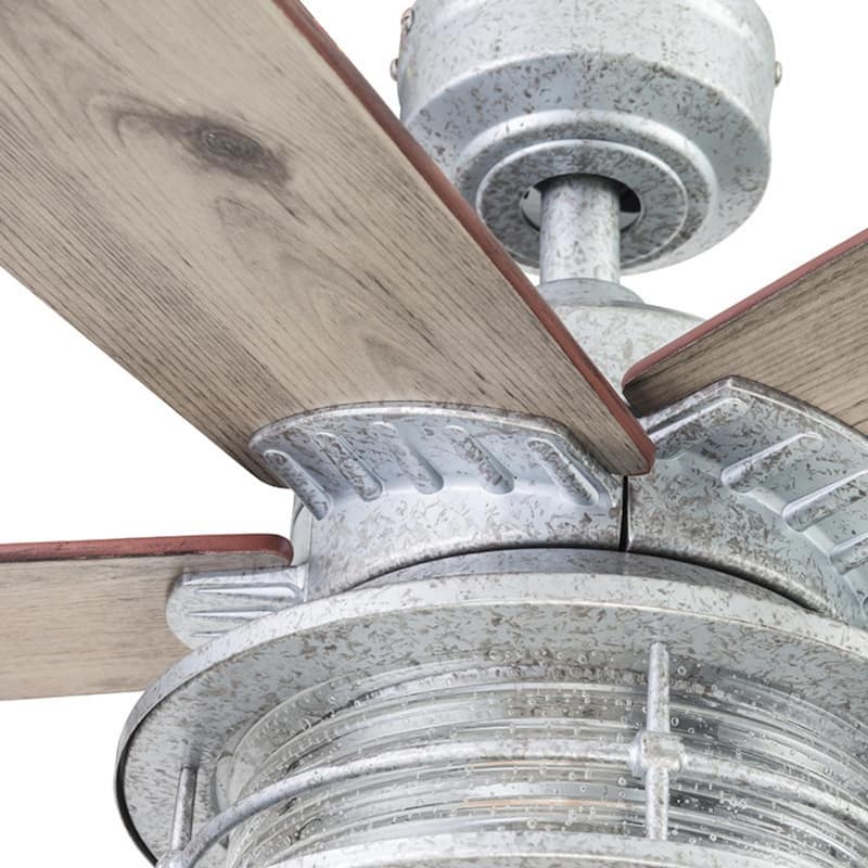 52" Honeywell Foxhaven Galvanized Farmhouse Indoor/Outdoor Ceiling Fan with Light, Pull Chain