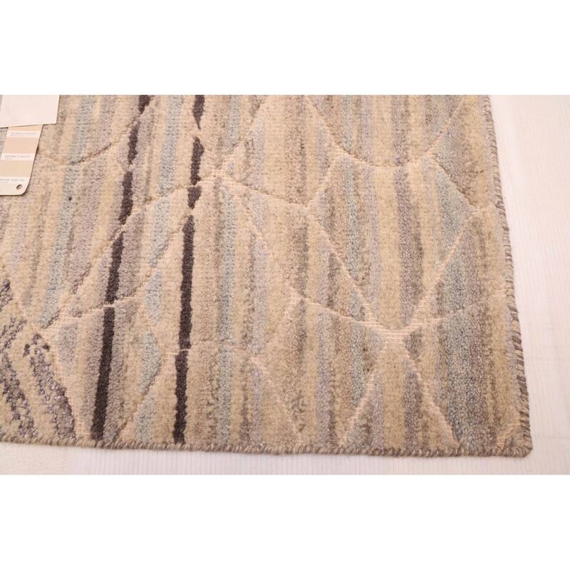 ECARPETGALLERY Hand-knotted Tangier Beige, Grey Viscose, Wool Rug - 5'4 x 7'5