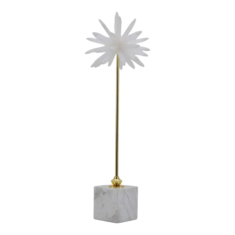 Stone and Marble Starburst Decorative Object with Geometric Base