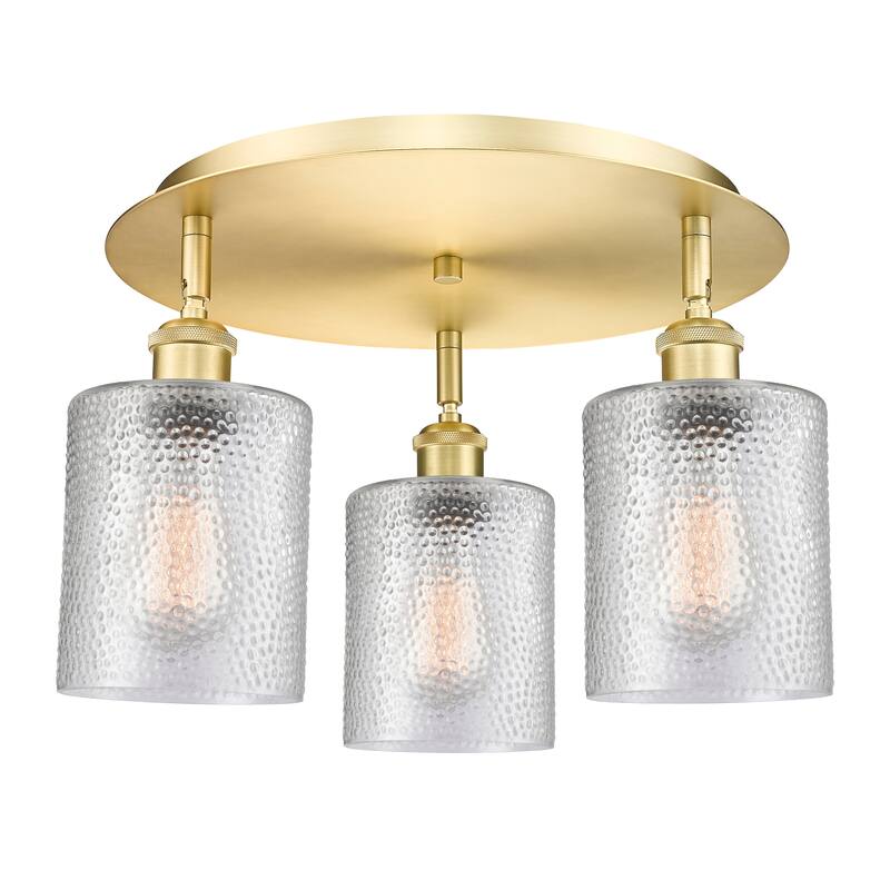 Innovations Lighting Cobbleskill - 3 Light 17" Flush Mount - Clear/Satin Gold
