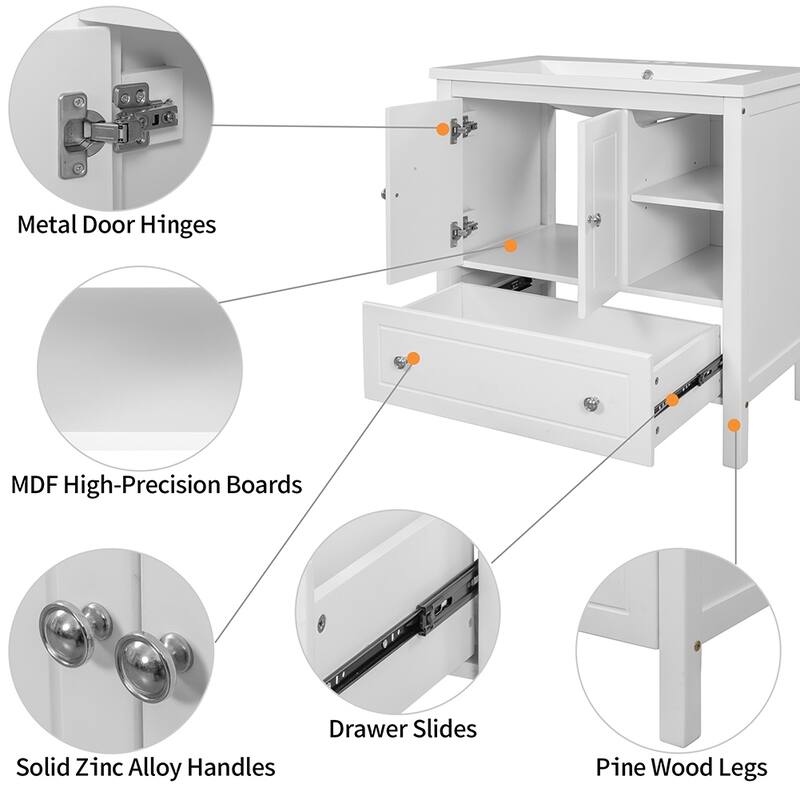 30" Bathroom Vanity with Sink Storage Cabinet and Drawers