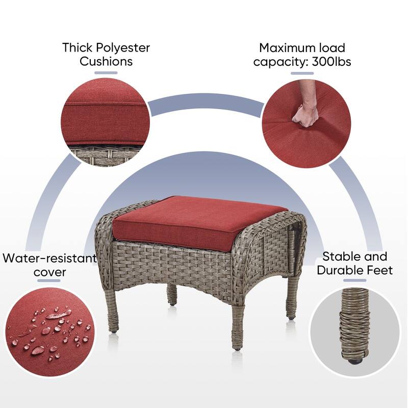 Gymojoy Outdoor Wicker Patio Furniture Loveseat Glider & Chair Set Weather-Resistant