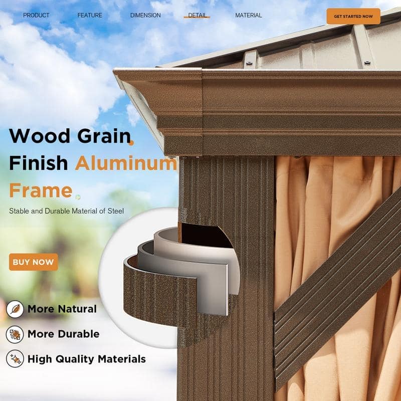 Outdoor Hardtop Gazebo with Galvanized Steel Double Roof & Aluminum Frame, Outdoor pergola with Premium Curtains and Nettings
