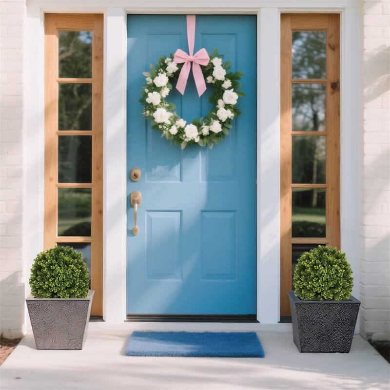 2-Pack 22in Artificial Topiary Boxwood Ball Trees