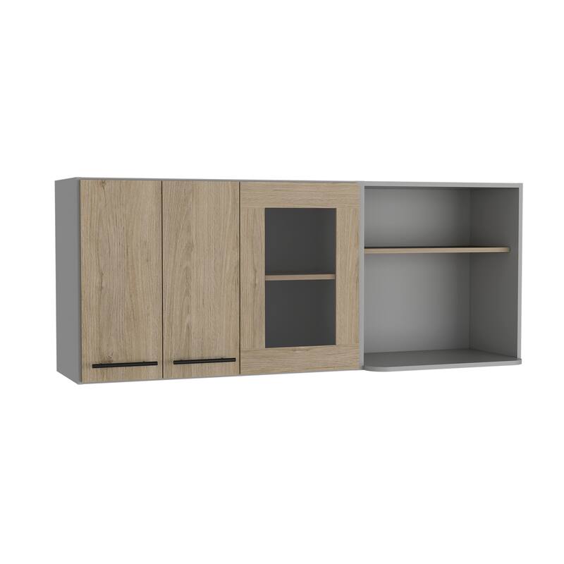 Wall Cabinet for Kitchen, Dining Room,Living Room, Light Pine - Beige