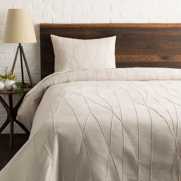86" Cream White and Gray Twin Duvet Set with One Sham - N/A