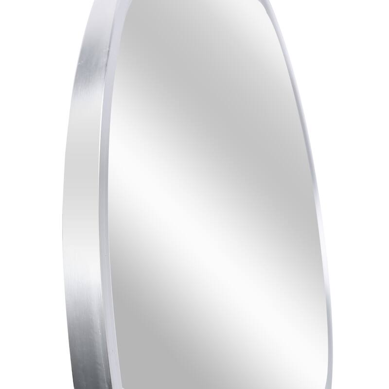 Silver 32 in. W x 32 in. H Aluminium Alloy Frame Round Mirror, Bathroom Mirror, Decorative Mirror