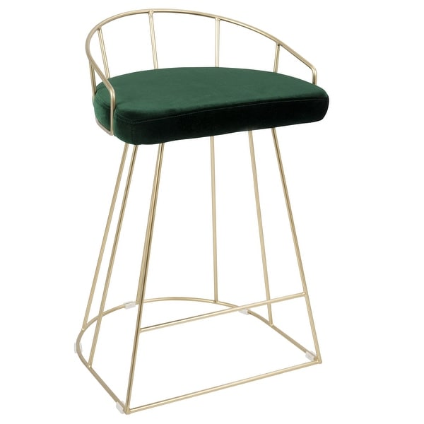 Canary Contemporary Counter Stool in Gold and Velvet (Set of 2). Opens flyout.